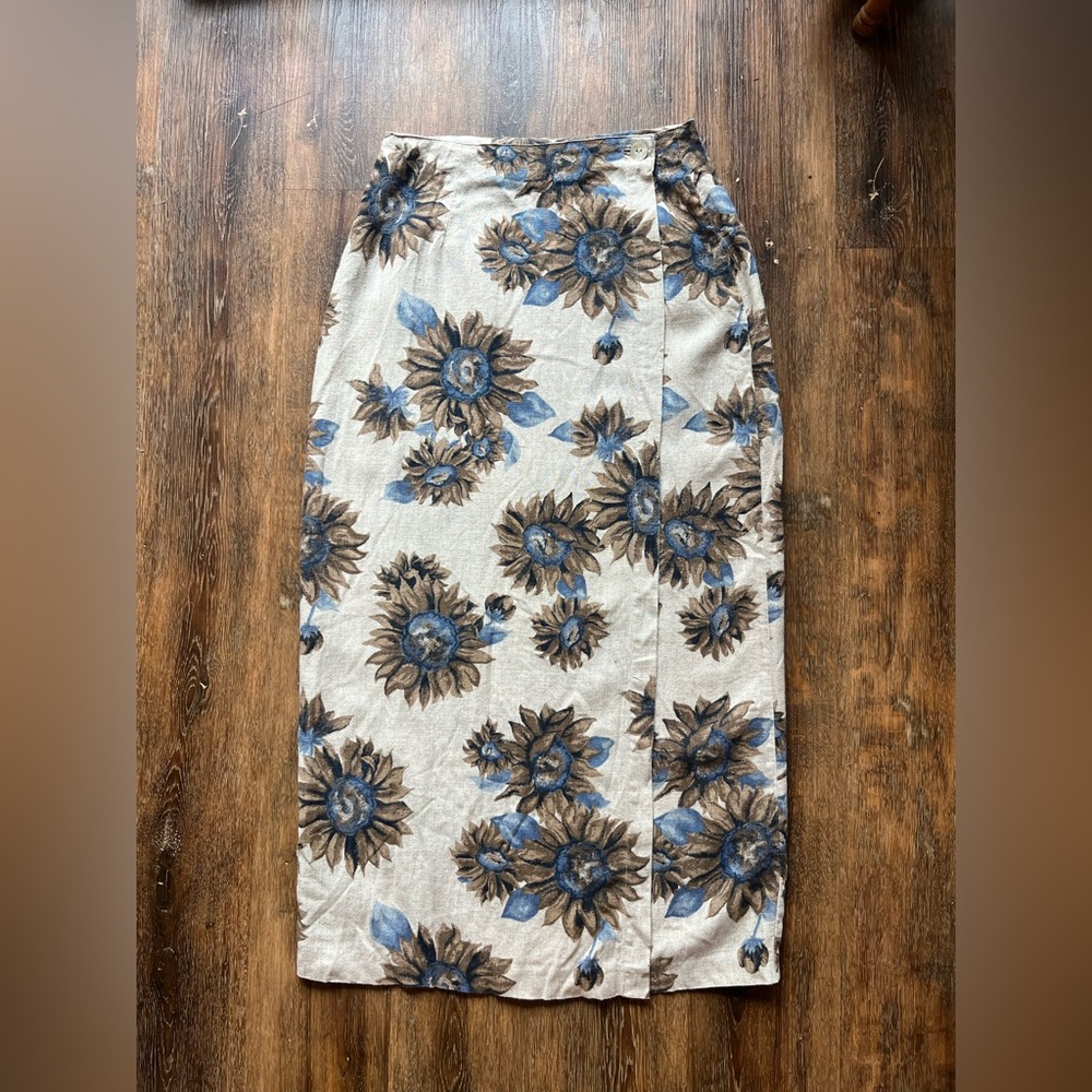 Vintage Floral Wrap Skirt, size Small